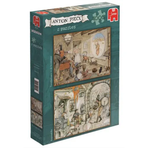 Anton Pieck Puzzels 2 stuks 1000 stukjes Koperen Ko en Toverlantaarn in de huiskamer